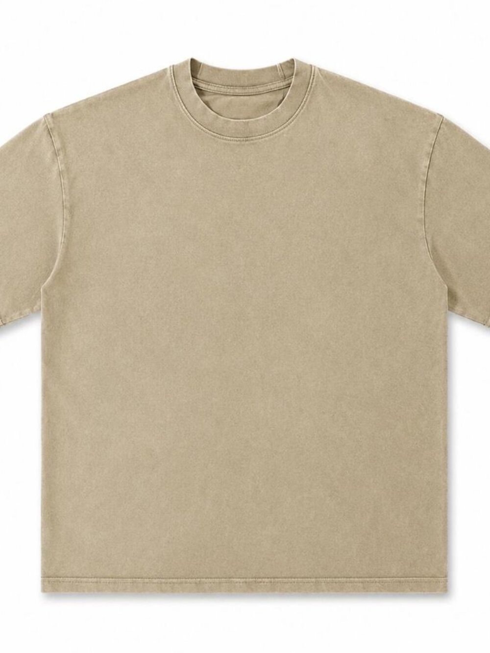 Unisex Short Sleeve acid washed Crewneck Tee in Khaki, Tan, Beige